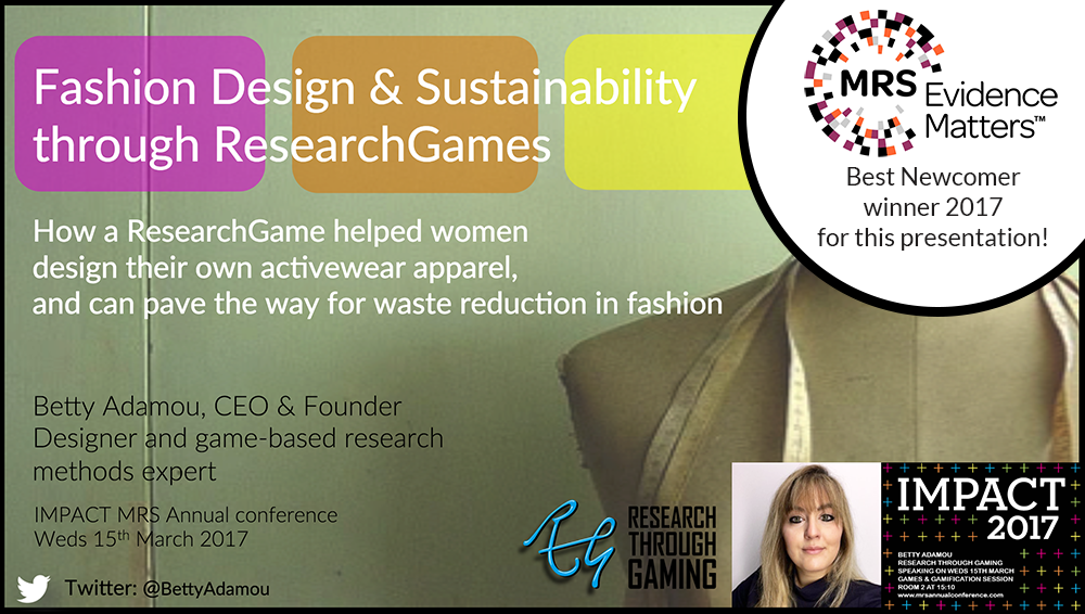 Fashion Design and Sustainability through ResearchGames Betty Adamou Research Through Gaming image of Betty Adamou's presentation slide