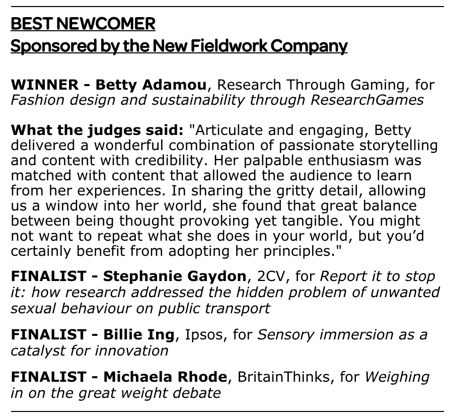 What the judges said about Betty Adamou's presentation